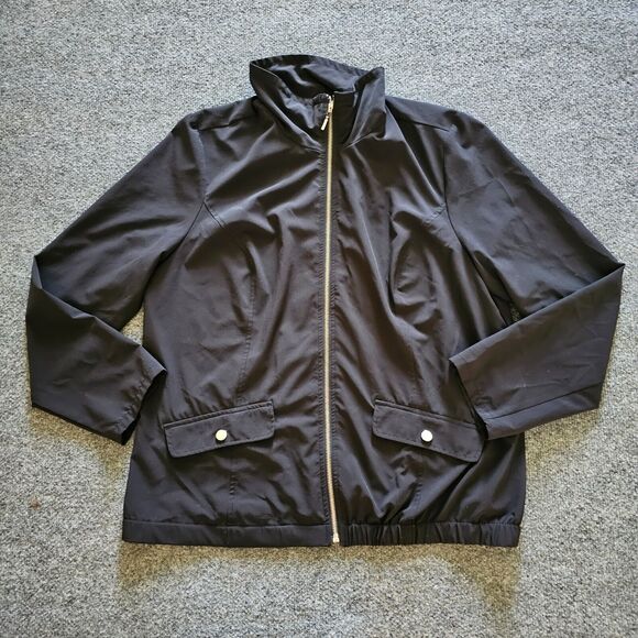 Chicos Zenergy Jacket 2 Womens Large Black Long Sleeve Button Lightweight Casual - Picture 1 of 9